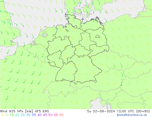 Vento 925 hPa GFS ENS Dom 22.09.2024 12 UTC