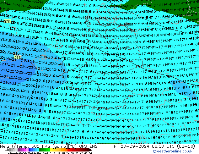 Height/Temp. 500 hPa GFS ENS Pá 20.09.2024 06 UTC