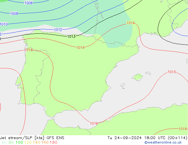 Corrente a getto GFS ENS mar 24.09.2024 18 UTC