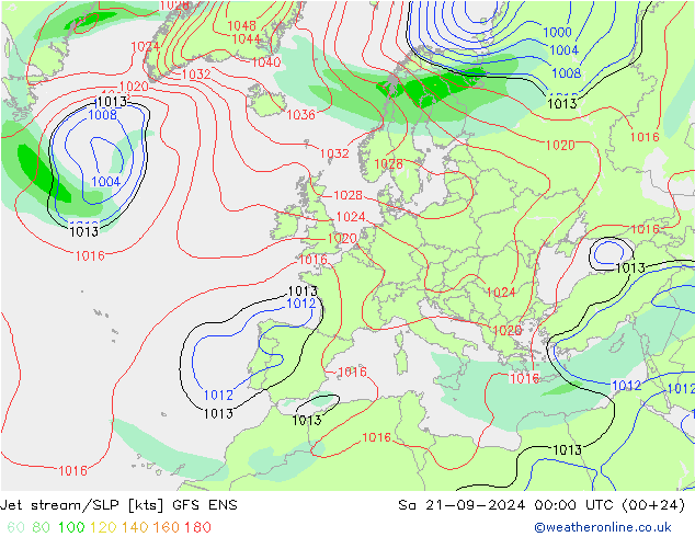 Jet Akımları/SLP GFS ENS Cts 21.09.2024 00 UTC