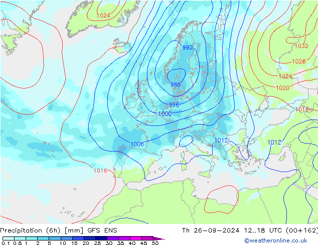 Precipitación (6h) GFS ENS jue 26.09.2024 18 UTC