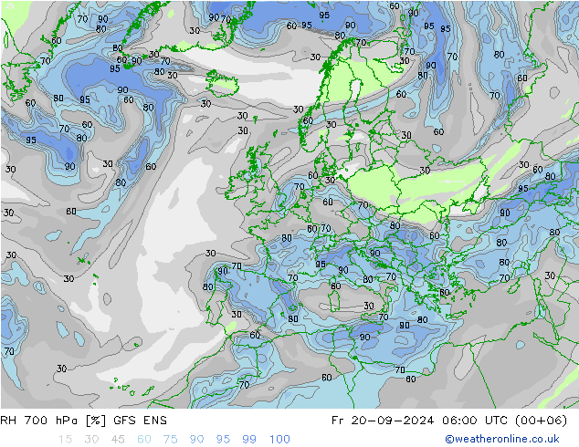 RH 700 hPa GFS ENS Sex 20.09.2024 06 UTC