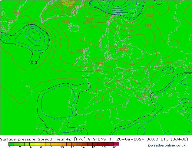 Bodendruck Spread GFS ENS Fr 20.09.2024 00 UTC