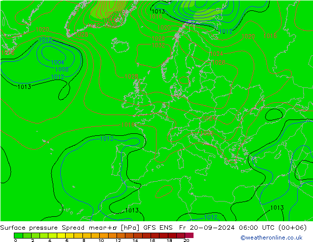 Atmosférický tlak Spread GFS ENS Pá 20.09.2024 06 UTC