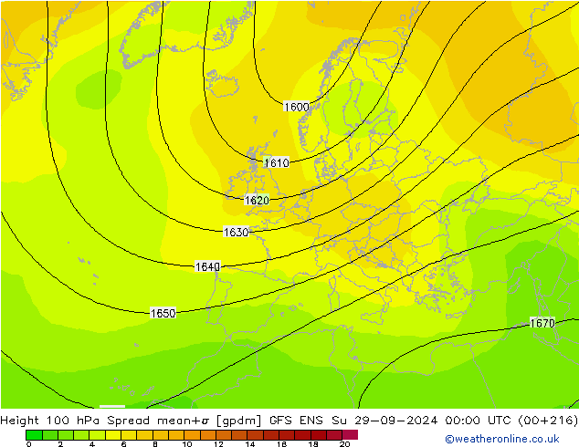 Height 100 hPa Spread GFS ENS Su 29.09.2024 00 UTC