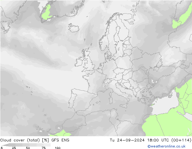 Wolken (gesamt) GFS ENS Di 24.09.2024 18 UTC