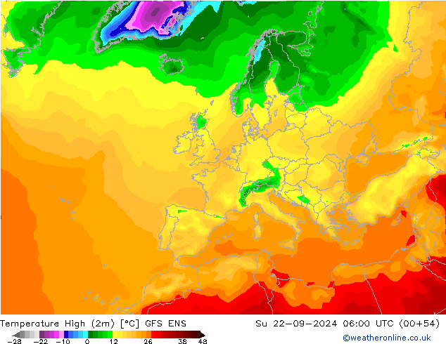 Höchstwerte (2m) GFS ENS So 22.09.2024 06 UTC