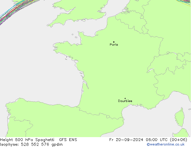 Height 500 hPa Spaghetti GFS ENS pt. 20.09.2024 06 UTC