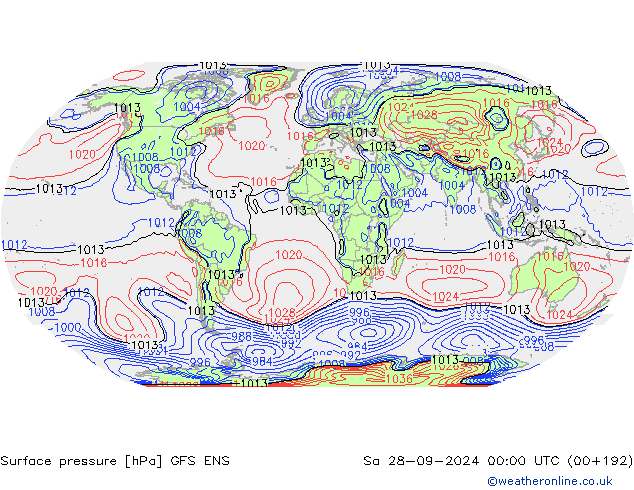 Surface pressure GFS ENS Sa 28.09.2024 00 UTC