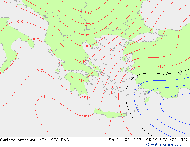 Surface pressure GFS ENS Sa 21.09.2024 06 UTC