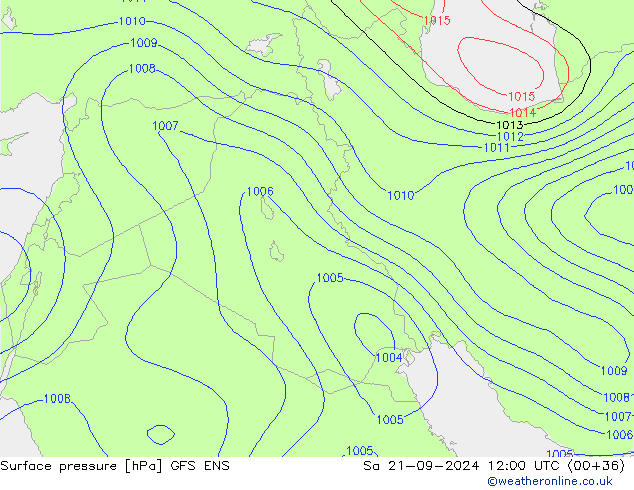 Surface pressure GFS ENS Sa 21.09.2024 12 UTC