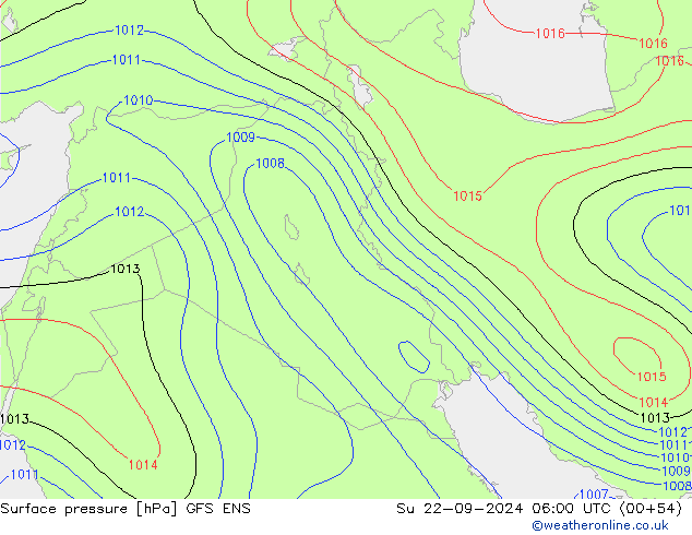 Surface pressure GFS ENS Su 22.09.2024 06 UTC