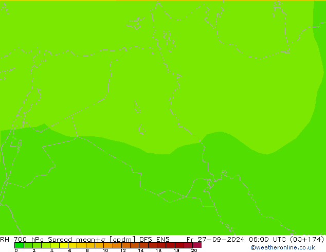 RH 700 hPa Spread GFS ENS Fr 27.09.2024 06 UTC