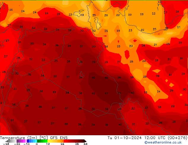 Temperature (2m) GFS ENS Tu 01.10.2024 12 UTC