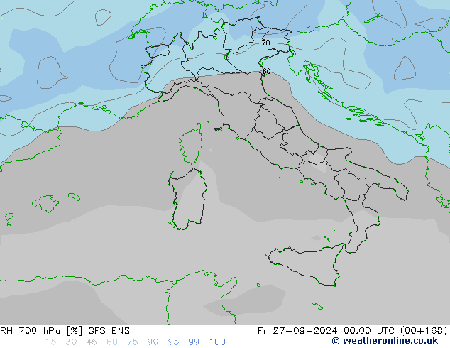 RH 700 hPa GFS ENS Fr 27.09.2024 00 UTC