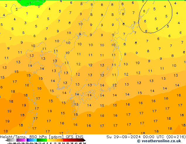 Géop./Temp. 850 hPa GFS ENS dim 29.09.2024 00 UTC