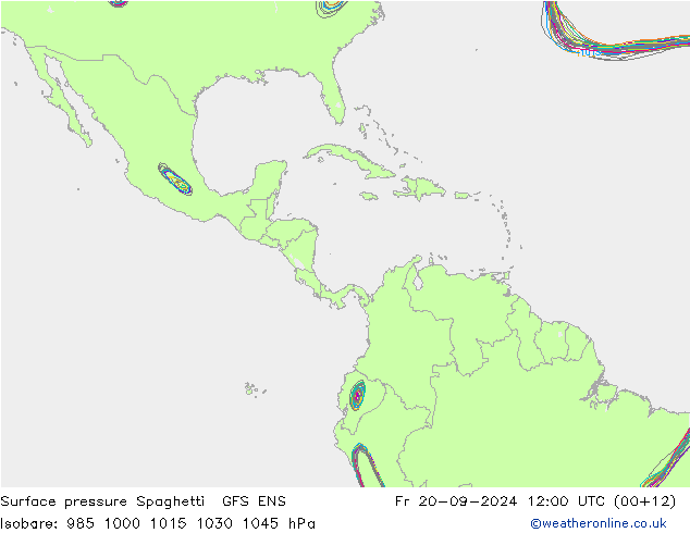 Surface pressure Spaghetti GFS ENS Fr 20.09.2024 12 UTC