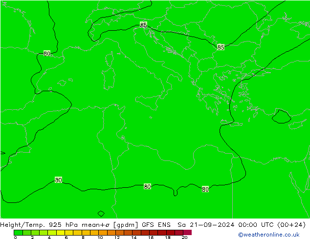 Yükseklik/Sıc. 925 hPa GFS ENS Cts 21.09.2024 00 UTC