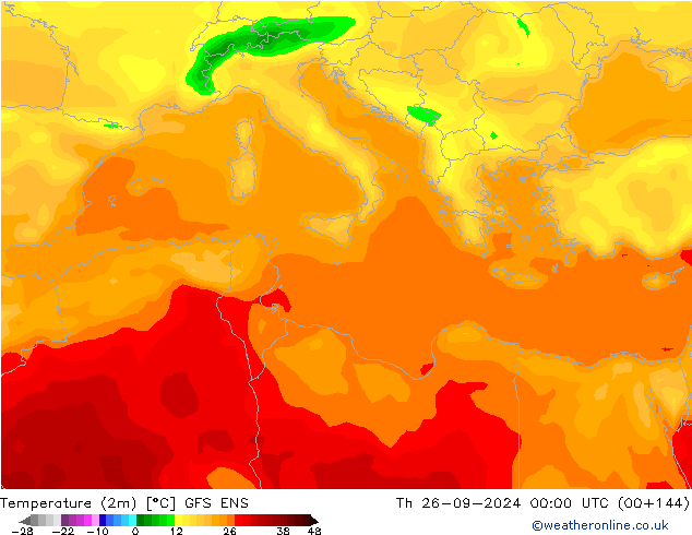 Temperatura (2m) GFS ENS jue 26.09.2024 00 UTC