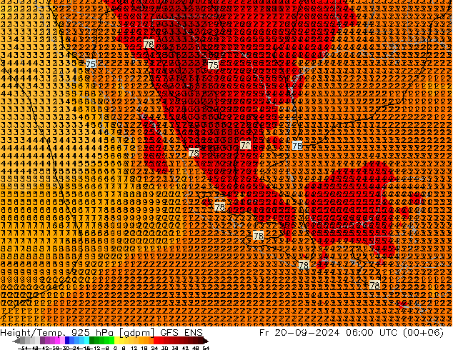 Géop./Temp. 925 hPa GFS ENS ven 20.09.2024 06 UTC