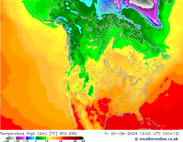 Max.temperatuur (2m) GFS ENS vr 20.09.2024 12 UTC