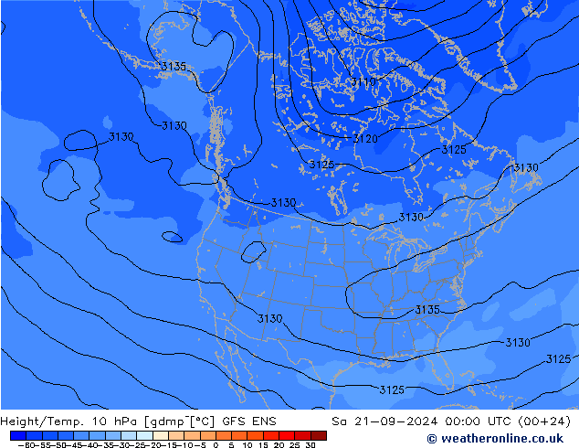 Height/Temp. 10 hPa GFS ENS Sa 21.09.2024 00 UTC