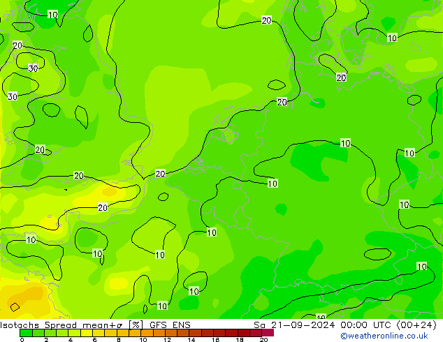 Isotachs Spread GFS ENS Sa 21.09.2024 00 UTC