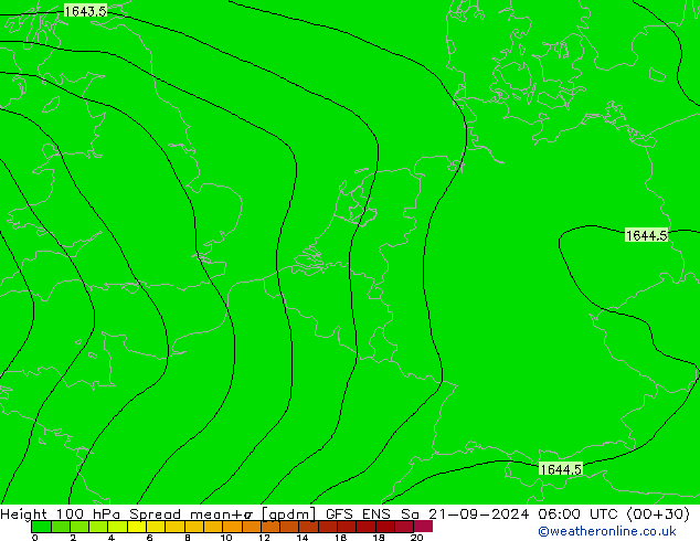 Height 100 hPa Spread GFS ENS Sa 21.09.2024 06 UTC