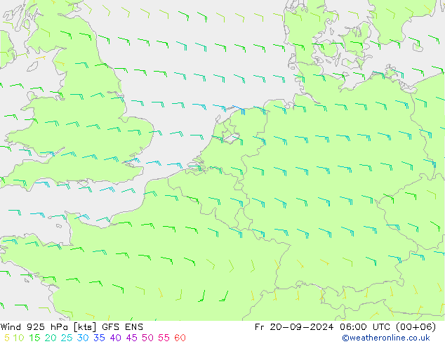 Rüzgar 925 hPa GFS ENS Cu 20.09.2024 06 UTC