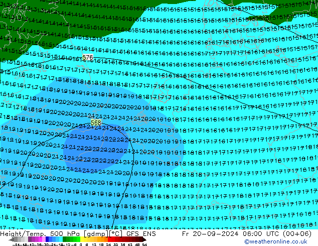 Height/Temp. 500 hPa GFS ENS Fr 20.09.2024 06 UTC