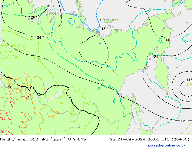 Yükseklik/Sıc. 850 hPa GFS ENS Cts 21.09.2024 06 UTC