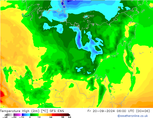 Темпер. макс 2т GFS ENS пт 20.09.2024 06 UTC