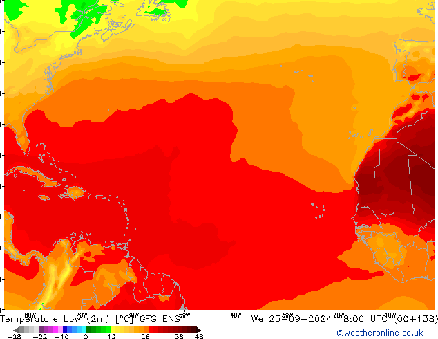 Temperature Low (2m) GFS ENS We 25.09.2024 18 UTC