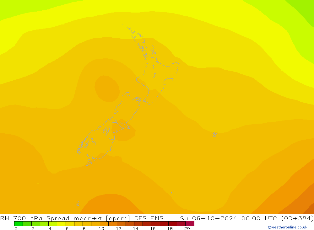 RH 700 hPa Spread GFS ENS Su 06.10.2024 00 UTC