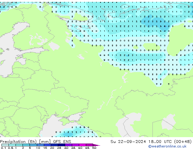 Précipitation (6h) GFS ENS dim 22.09.2024 00 UTC