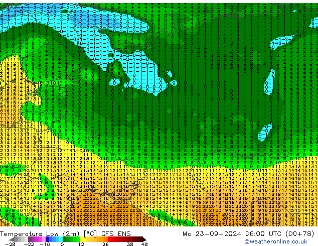 Min.  (2m) GFS ENS  23.09.2024 06 UTC