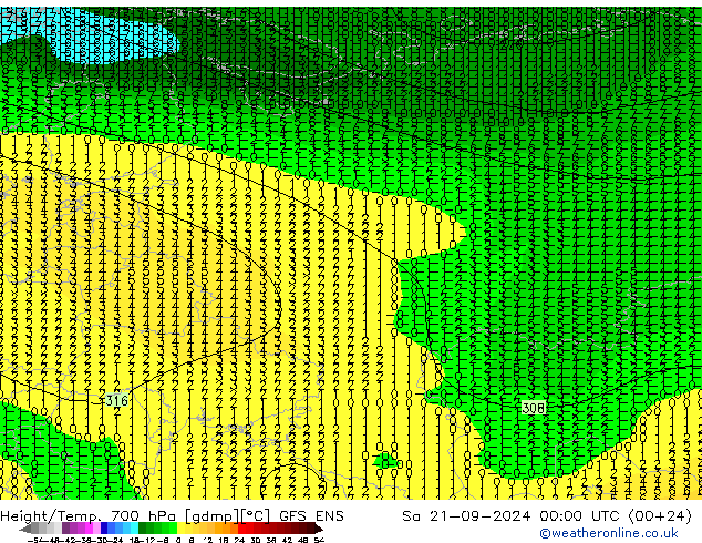 Height/Temp. 700 hPa GFS ENS Sa 21.09.2024 00 UTC