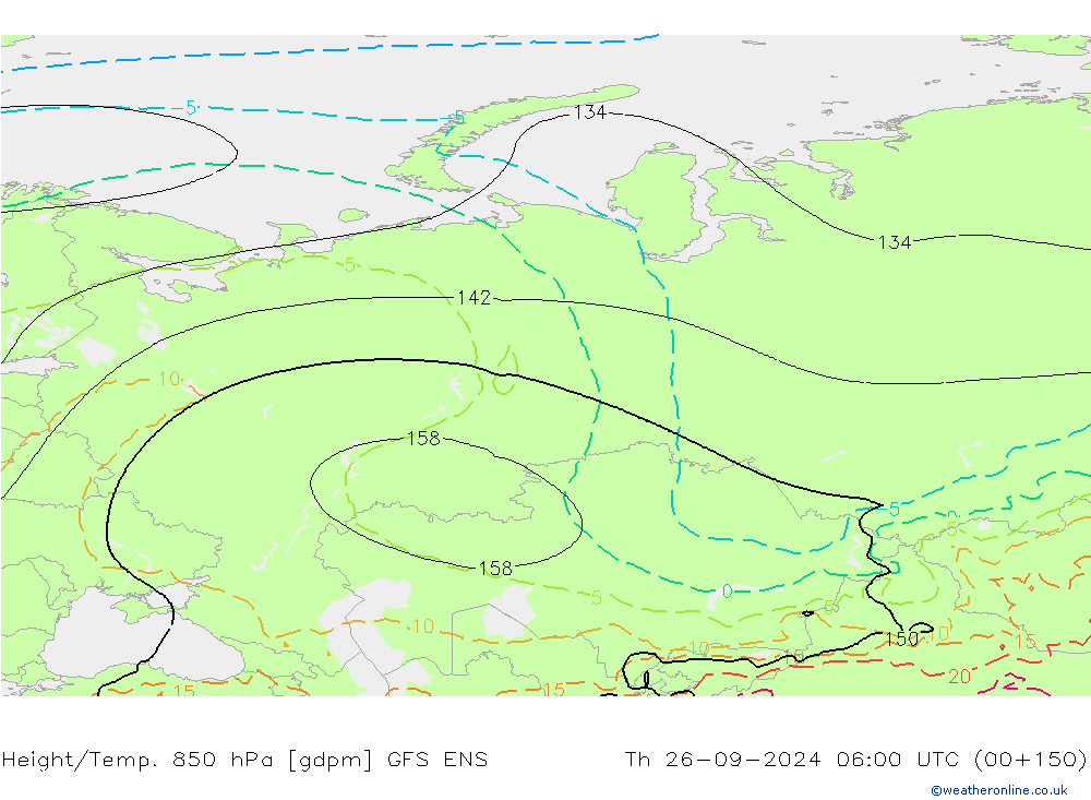 Height/Temp. 850 hPa GFS ENS Qui 26.09.2024 06 UTC