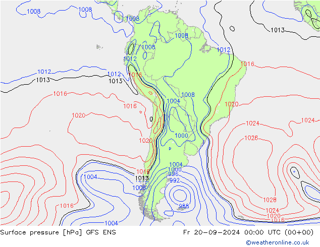 地面气压 GFS ENS 星期五 20.09.2024 00 UTC