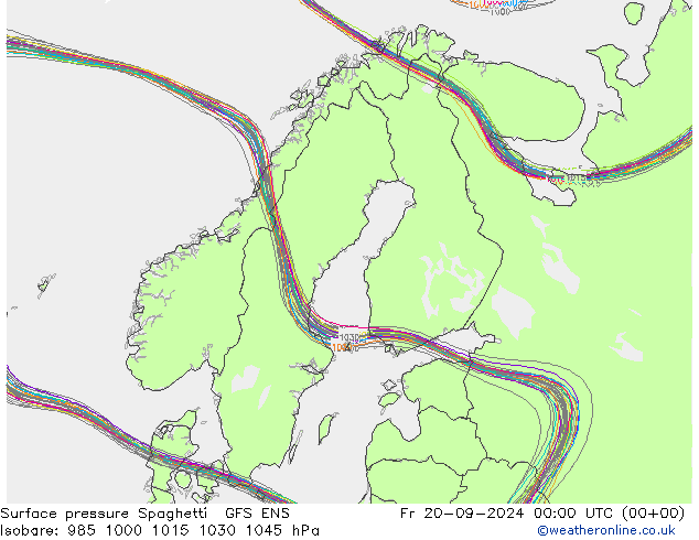 Surface pressure Spaghetti GFS ENS Fr 20.09.2024 00 UTC