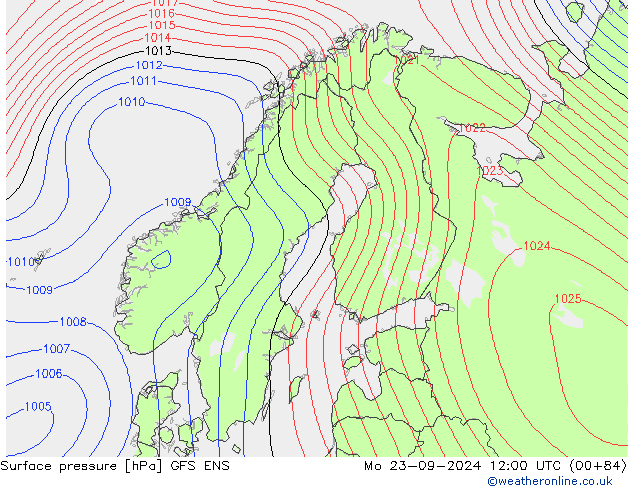 Pressione al suolo GFS ENS lun 23.09.2024 12 UTC