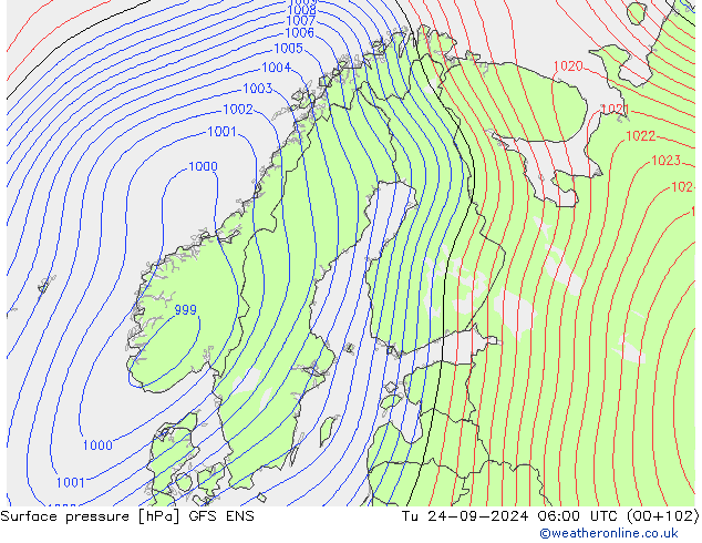 pressão do solo GFS ENS Ter 24.09.2024 06 UTC