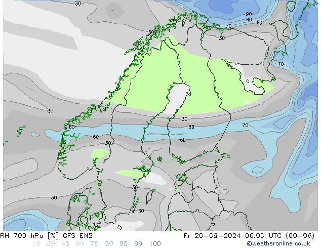 RH 700 hPa GFS ENS Fr 20.09.2024 06 UTC