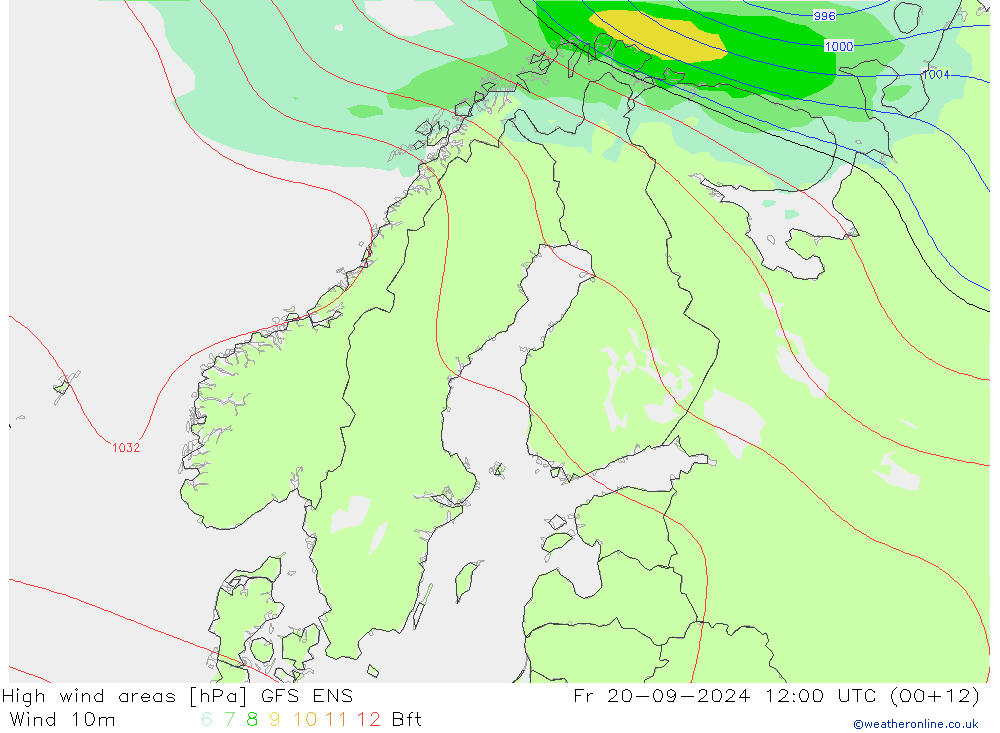 High wind areas GFS ENS Pá 20.09.2024 12 UTC