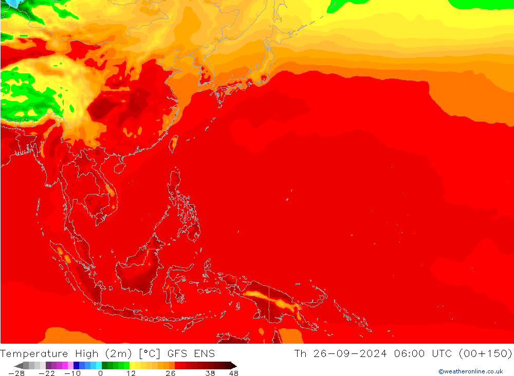 Темпер. макс 2т GFS ENS чт 26.09.2024 06 UTC