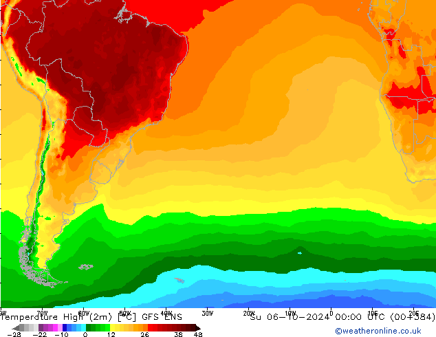 Temperature High (2m) GFS ENS Su 06.10.2024 00 UTC