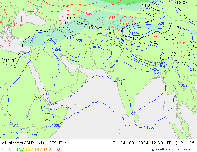 Jet stream/SLP GFS ENS Tu 24.09.2024 12 UTC