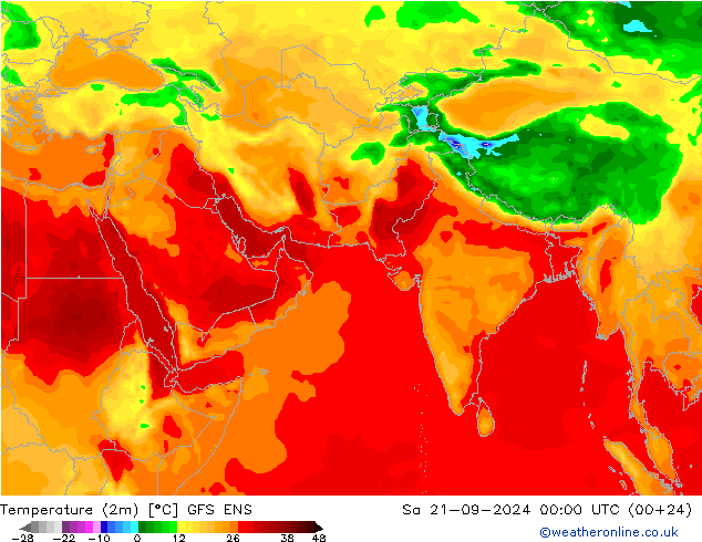 Temperatura (2m) GFS ENS sab 21.09.2024 00 UTC