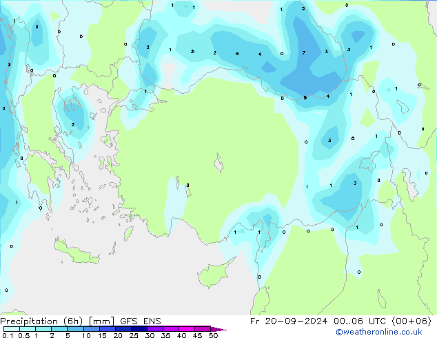 Precipitation (6h) GFS ENS Fr 20.09.2024 06 UTC