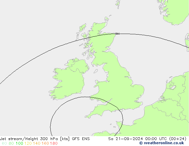 Jet stream/Height 300 hPa GFS ENS Sa 21.09.2024 00 UTC